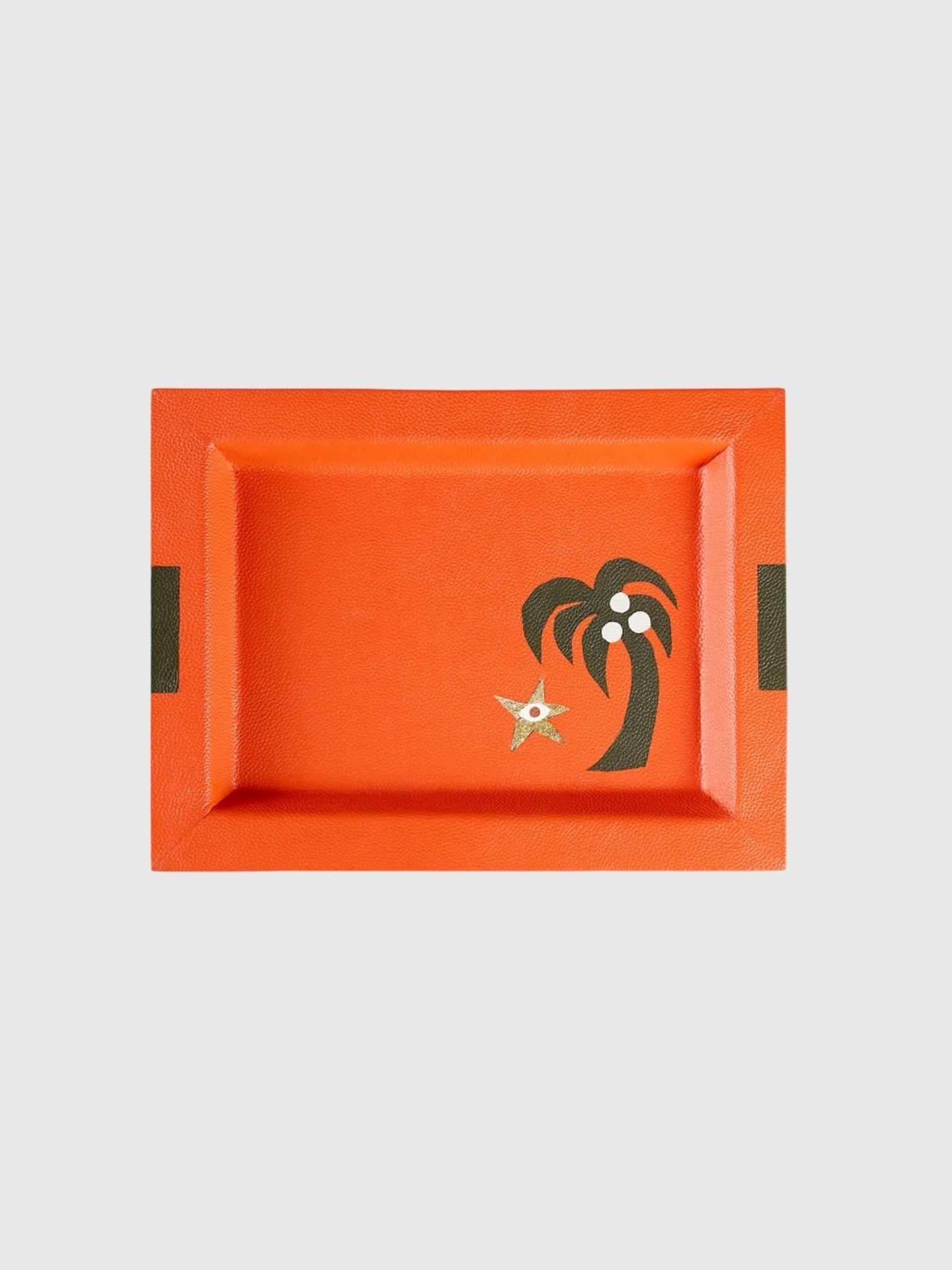Jonathan Adler Playa Leather Palm Tree Tray - Saint Bernard