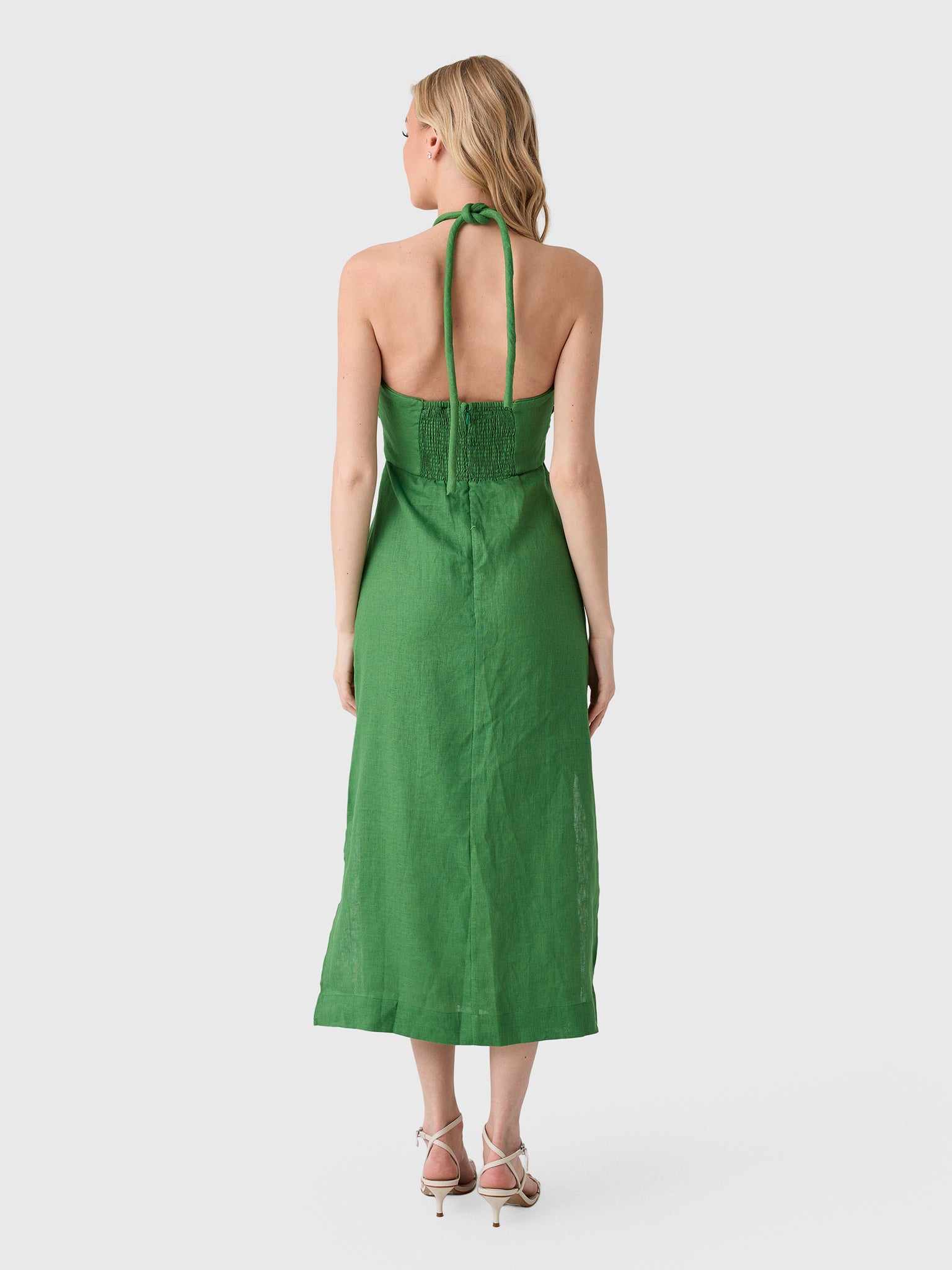 Farm Rio Women's Palm Tree Embroidery Sleeveless Midi Dress - Saint Bernard