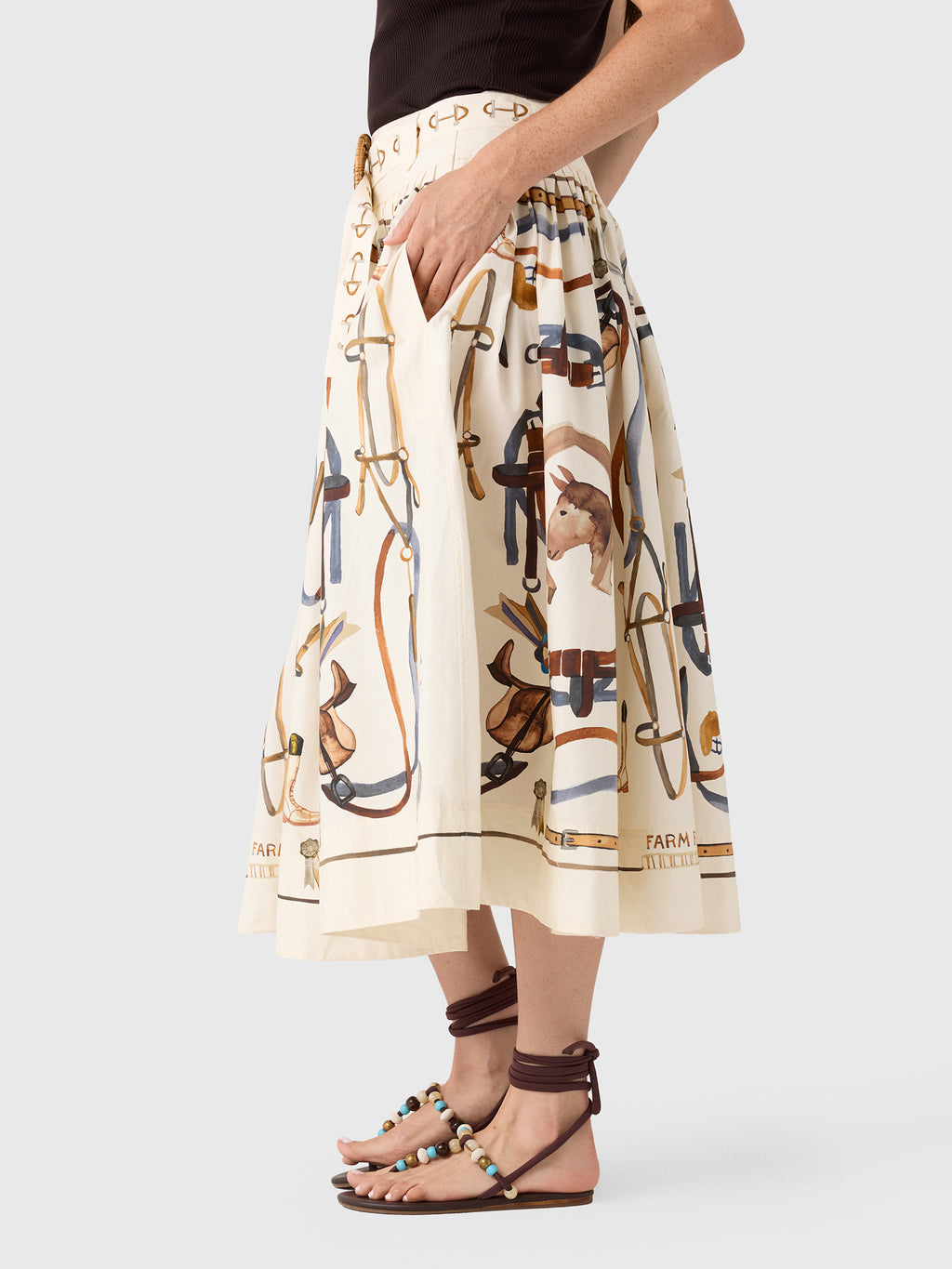 Farm Rio Women's Equestrian Scarf Maxi Skirt - Saint Bernard