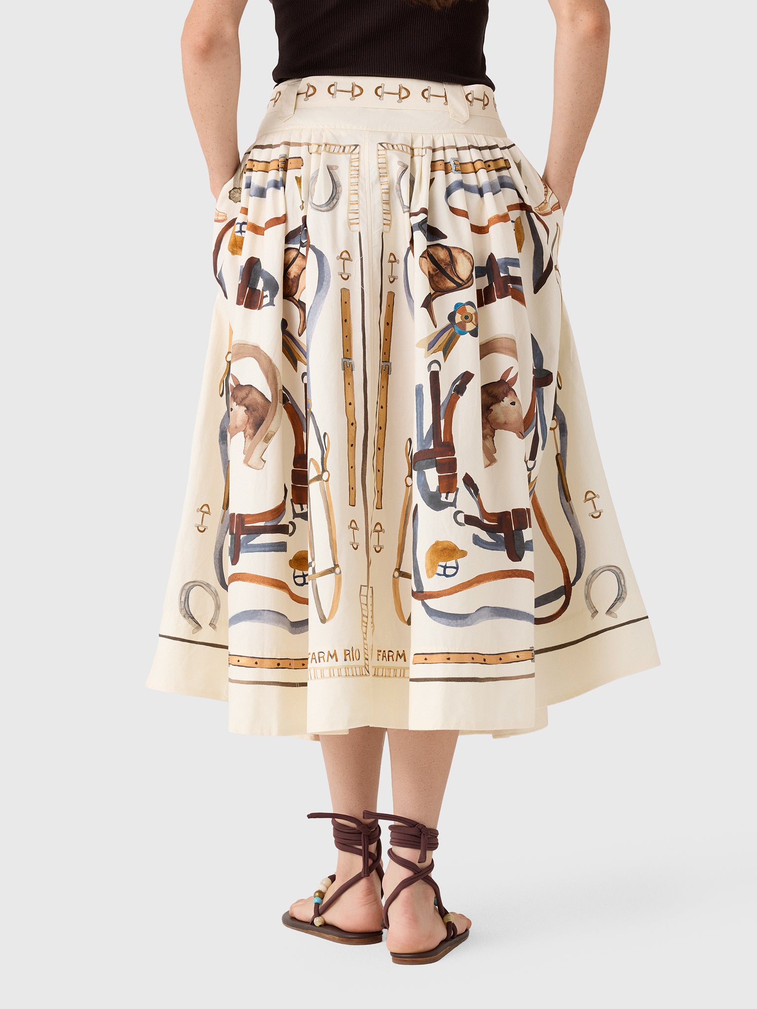 Farm Rio Women's Equestrian Scarf Maxi Skirt - Saint Bernard