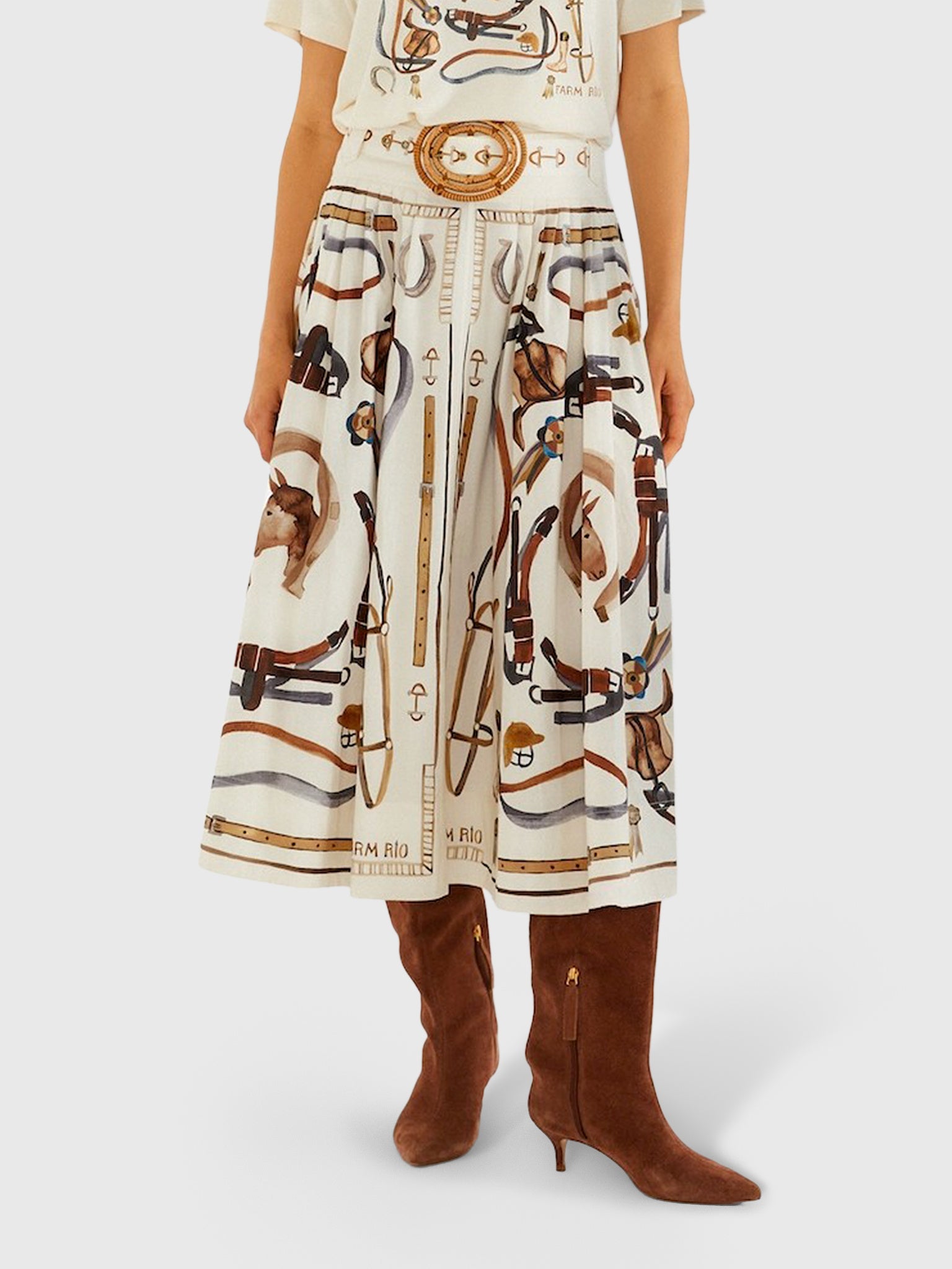 Farm Rio Women's Equestrian Scarf Maxi Skirt - Saint Bernard