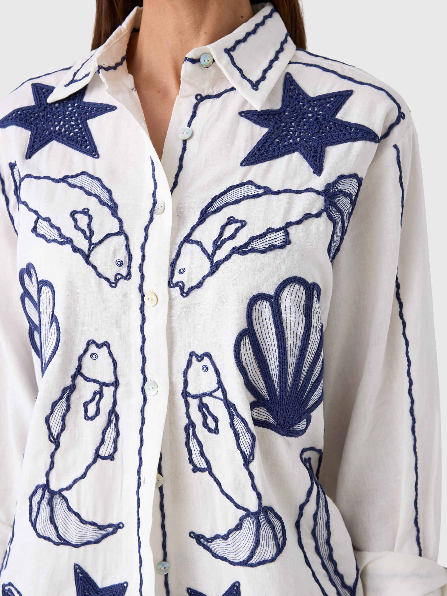 Farm Rio Women's Fresh Fish Shirt - Saint Bernard