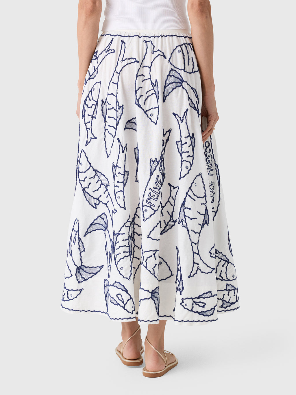 Farm Rio Women's Fresh Fish Midi Skirt - Saint Bernard
