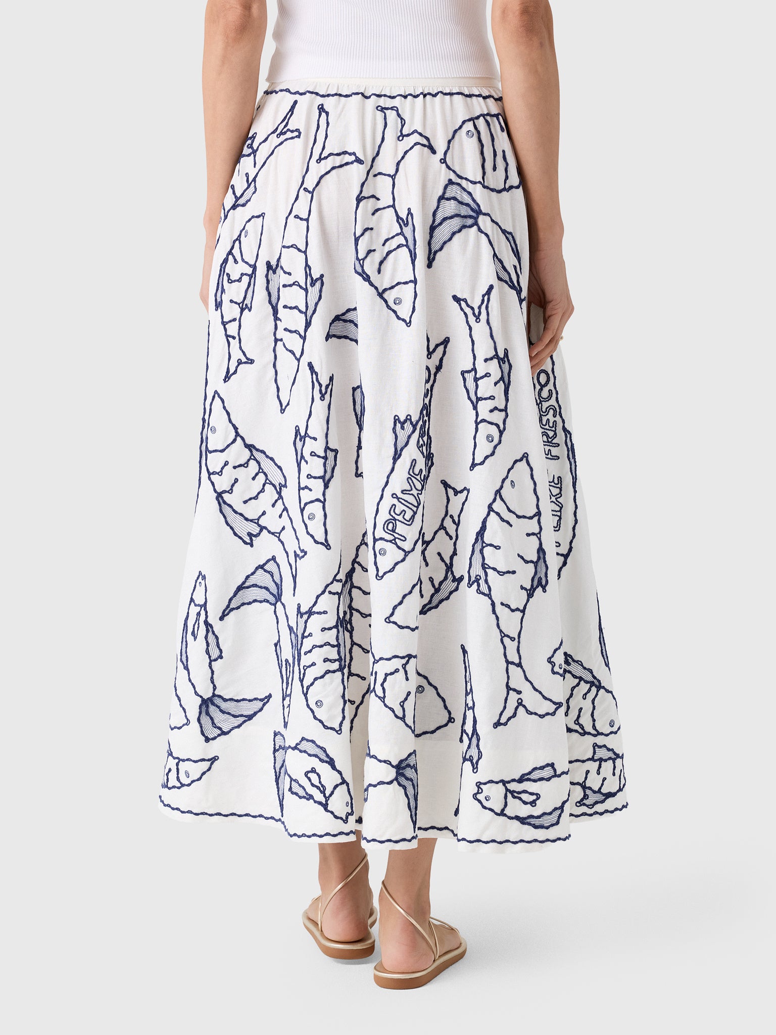 Farm Rio Women's Fresh Fish Midi Skirt - Saint Bernard