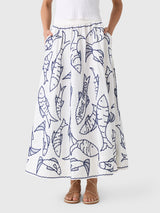 Farm Rio Women's Fresh Fish Midi Skirt - Saint Bernard