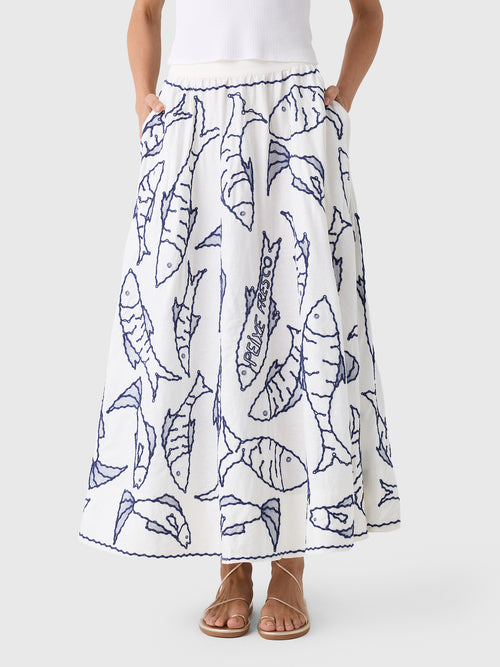 Farm Rio Women's Fresh Fish Midi Skirt