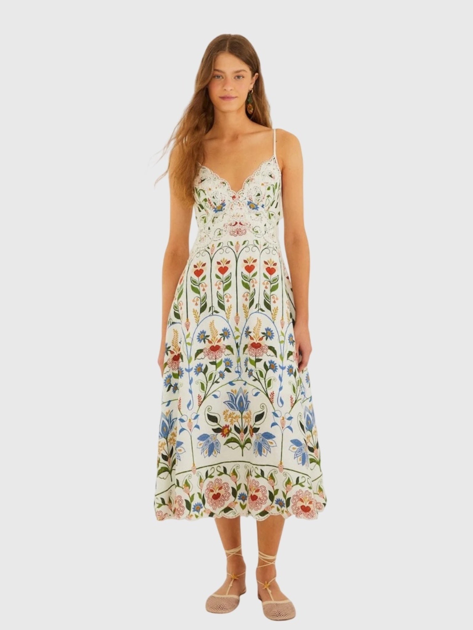 Farm Rio Women's Stitched Garden Midi Dress - Saint Bernard