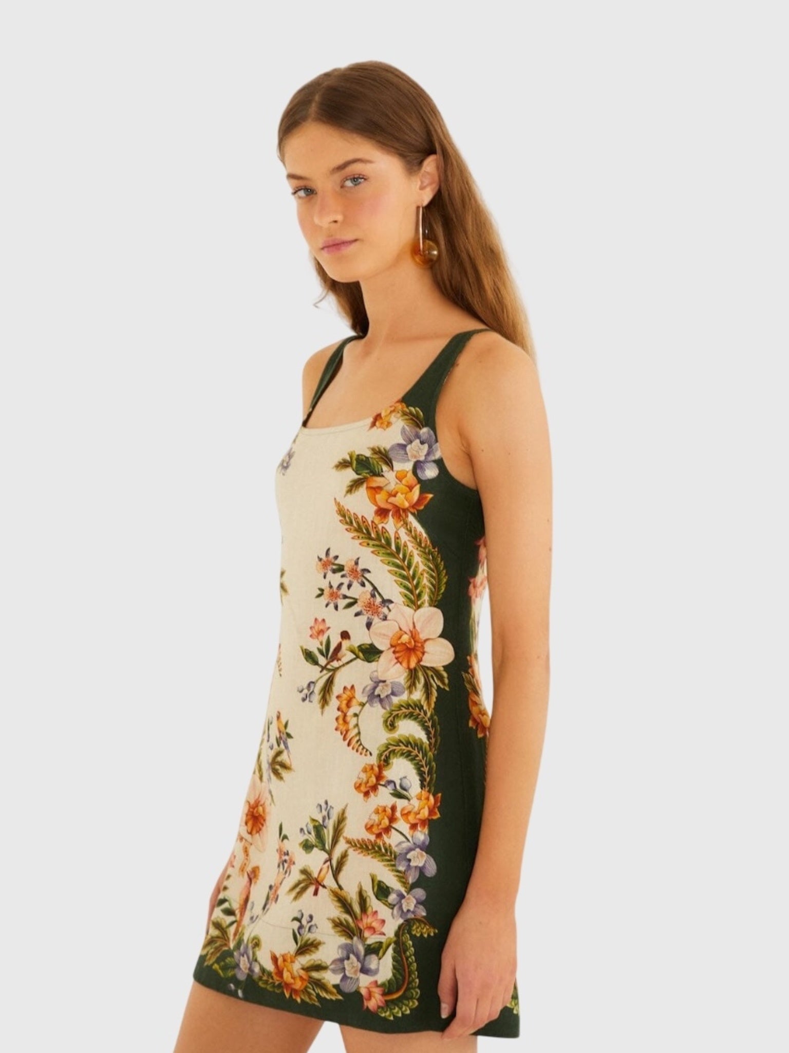 Farm Rio Women's Nature Square Neck Mini Dress - Saint Bernard