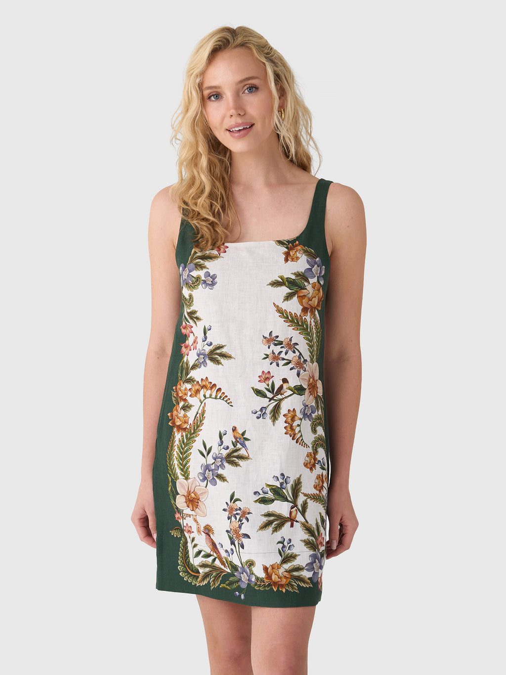 Farm Rio Women's Nature Square Neck Mini Dress - Saint Bernard
