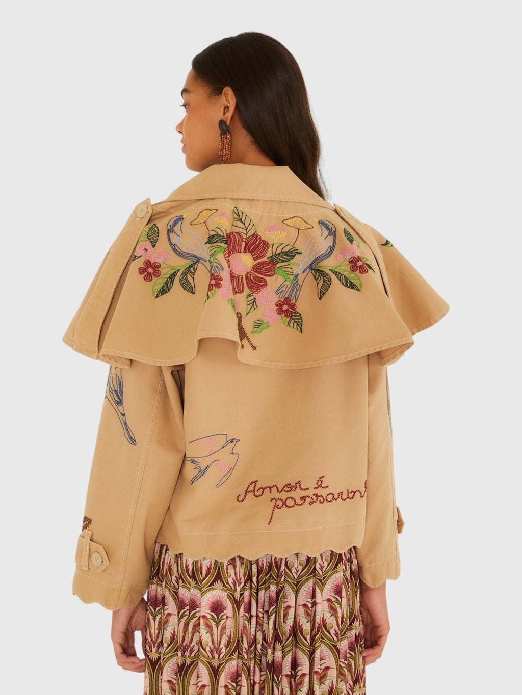 Farm Rio Women's Twill Mini Trench Coat