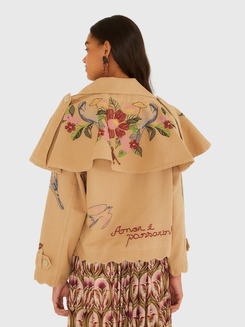 Farm Rio Women's Twill Mini Trench Coat
