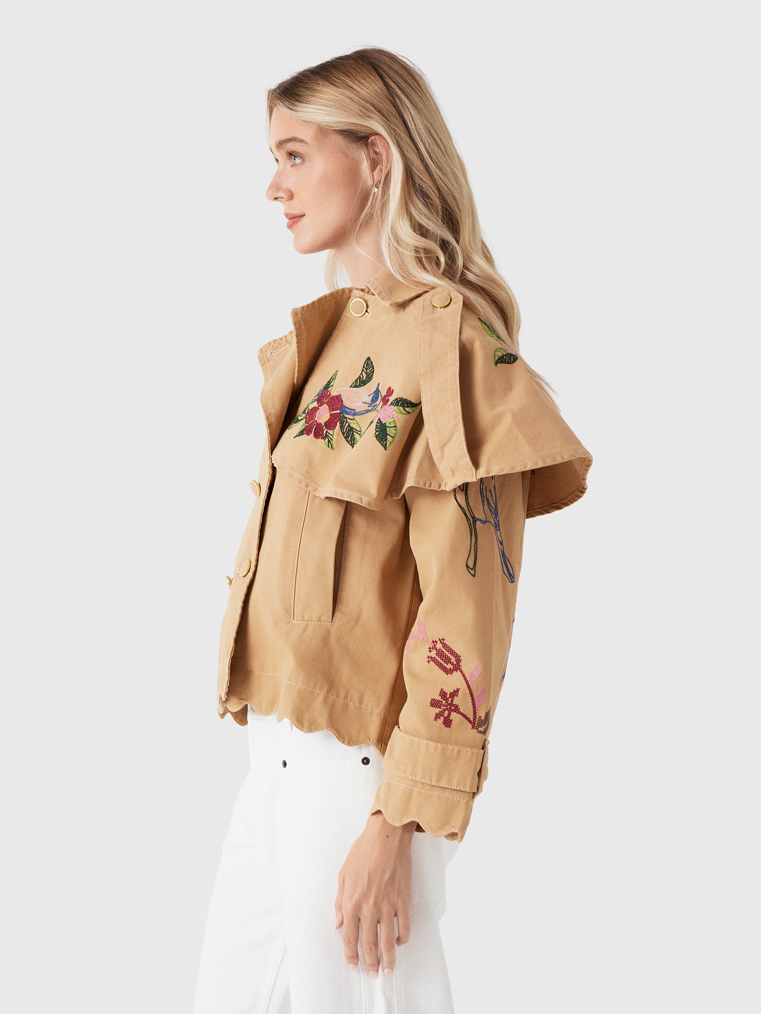 Farm Rio Women's Twill Mini Trench Coat - Saint Bernard