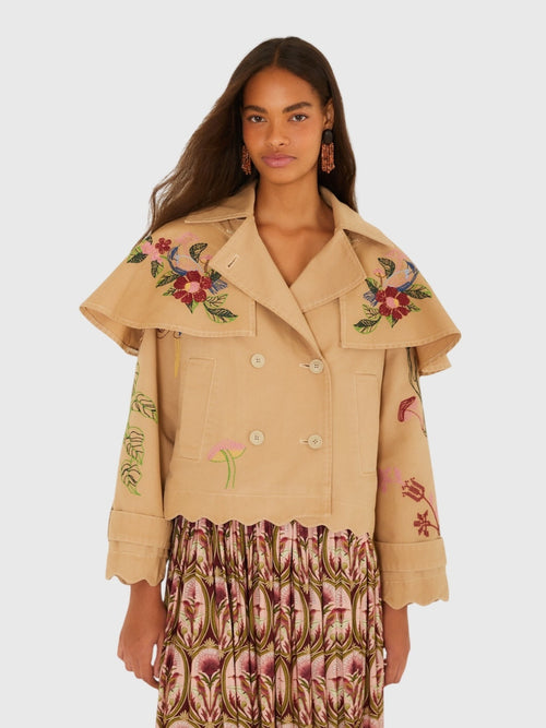 Farm Rio Women's Twill Mini Trench Coat