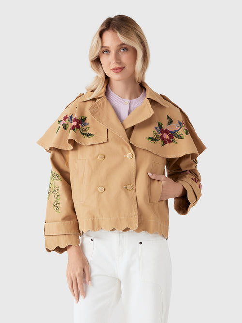 Farm Rio Women's Twill Mini Trench Coat - Saint Bernard