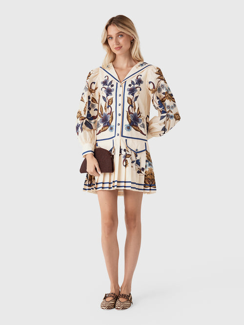 Farm Rio Women's Golden Nature Long Sleeve Mini Dress - Saint Bernard