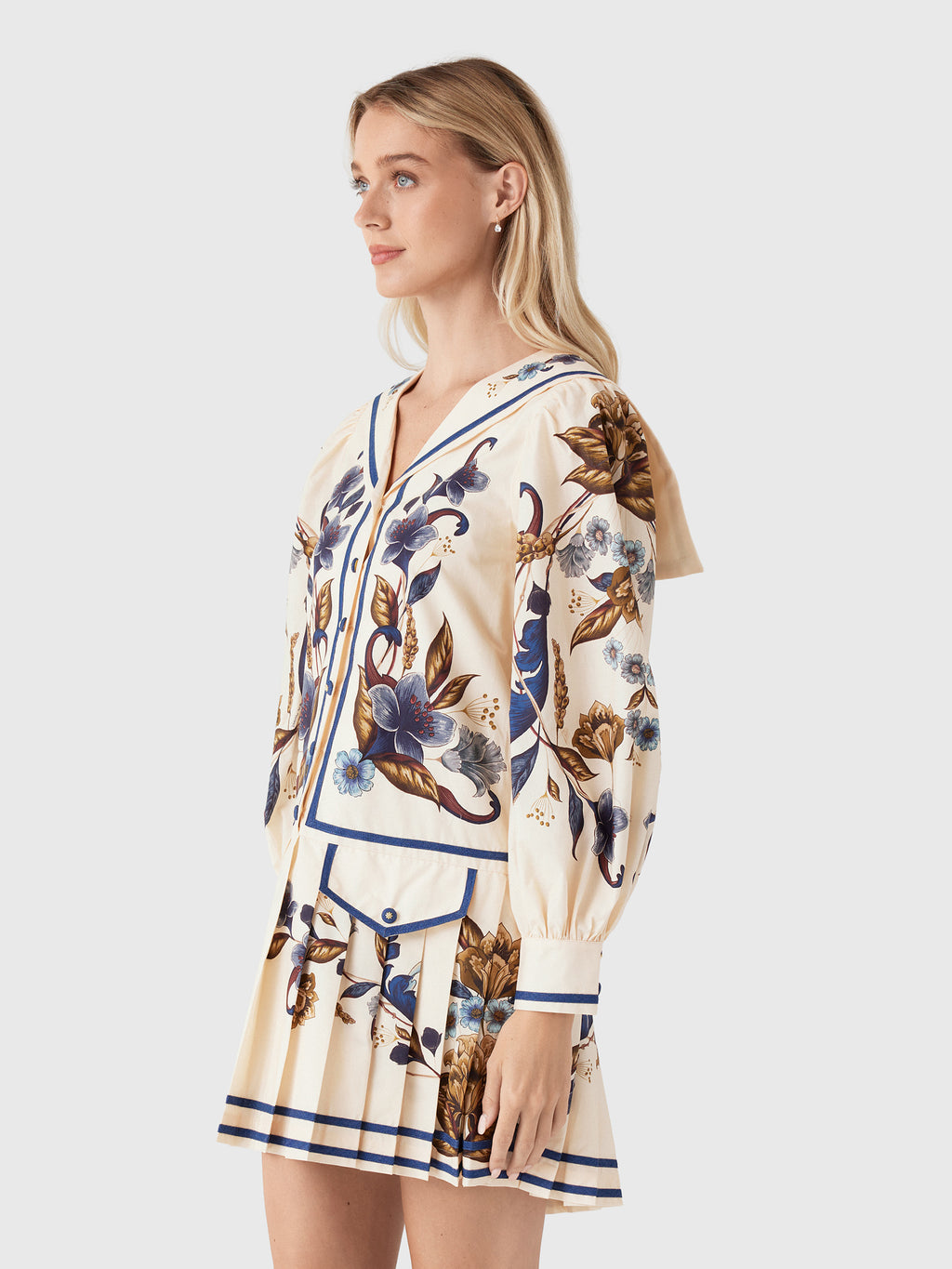 Farm Rio Women's Golden Nature Long Sleeve Mini Dress - Saint Bernard