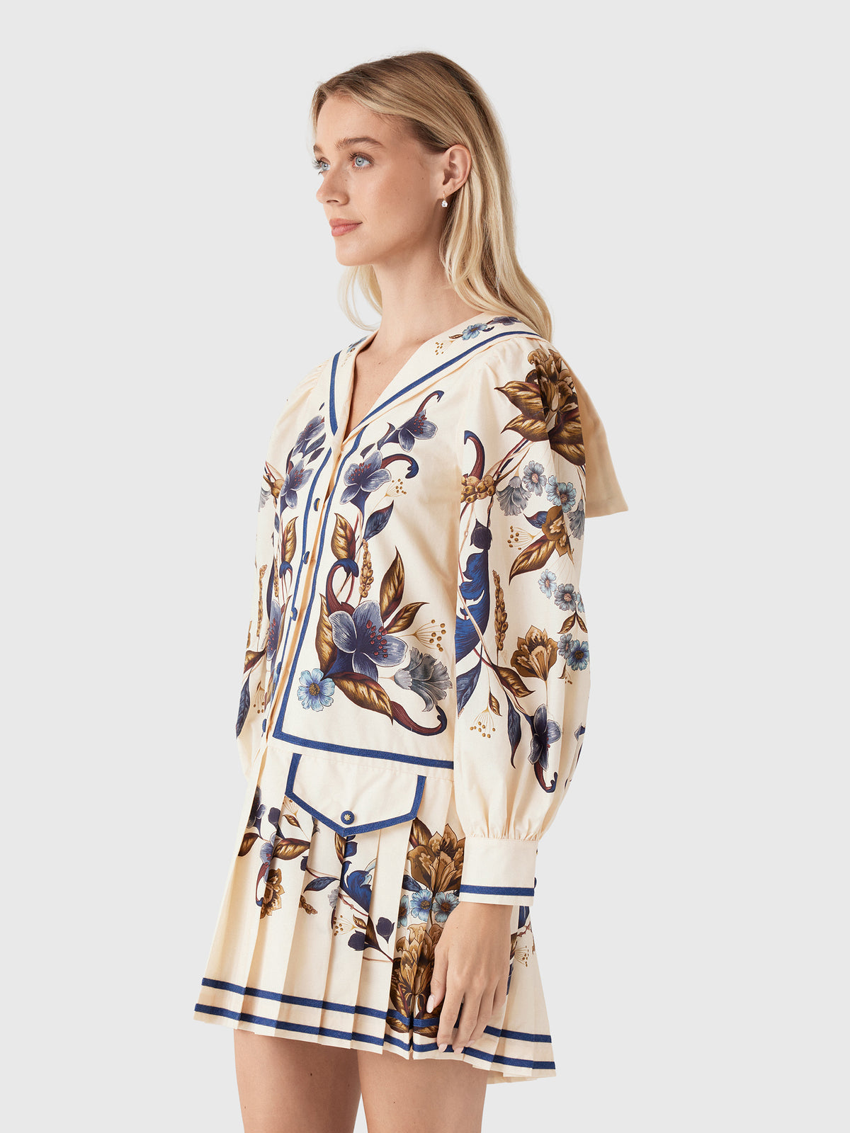 Farm Rio Women's Golden Nature Long Sleeve Mini Dress - Saint Bernard