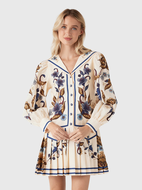 Farm Rio Women's Golden Nature Long Sleeve Mini Dress - Saint Bernard