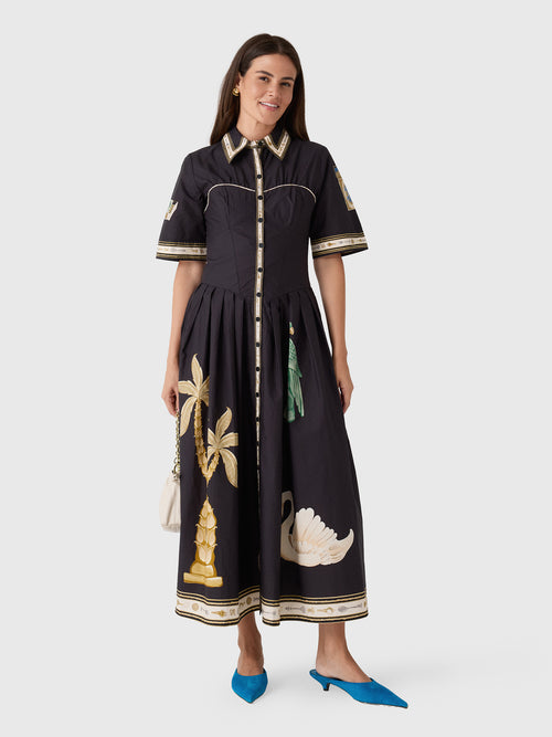 Farm Rio Women's Vintage Souvenirs Midi Dress - Saint Bernard