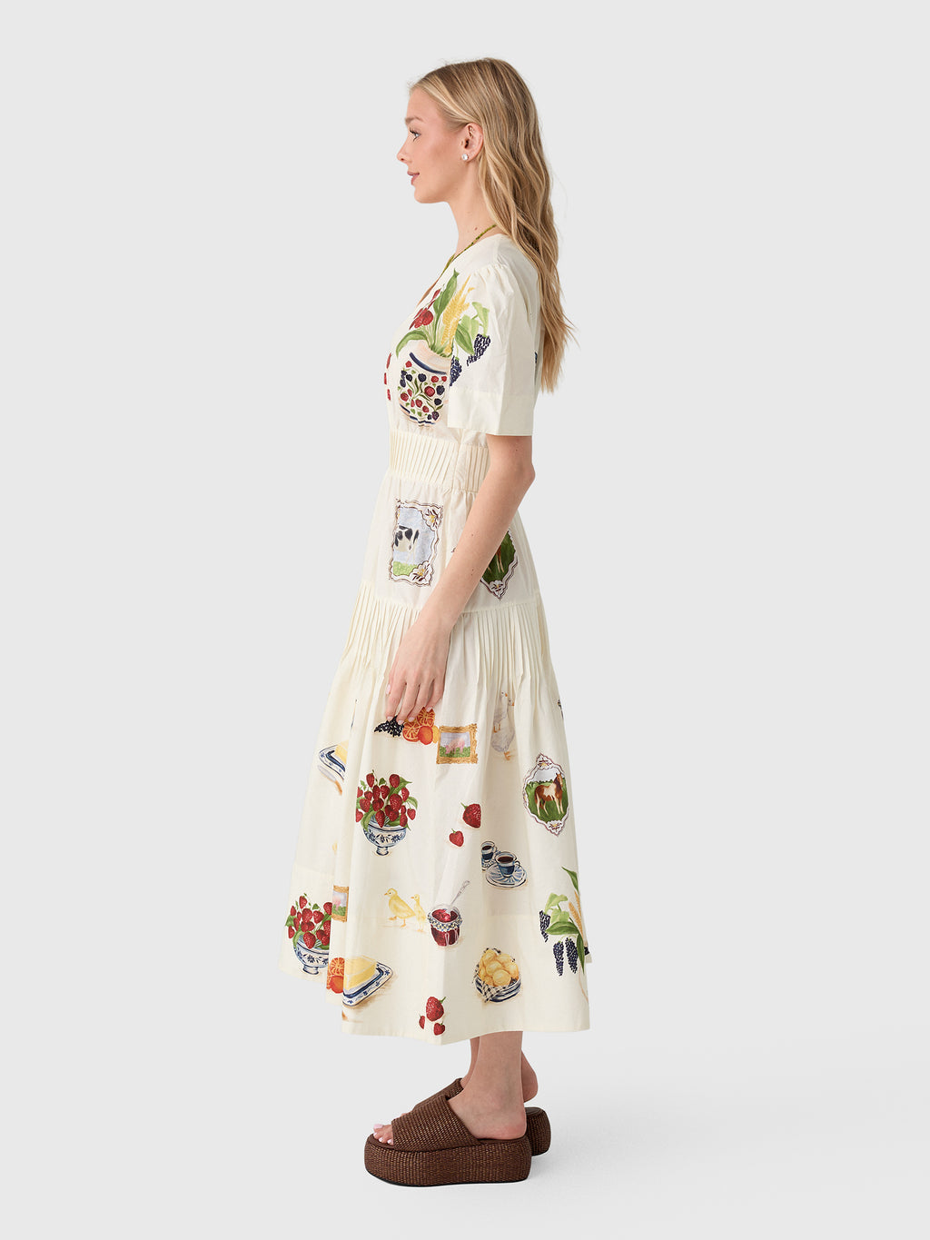 Farm Rio Women's Country Table Short Sleeve Midi Dress - Saint Bernard