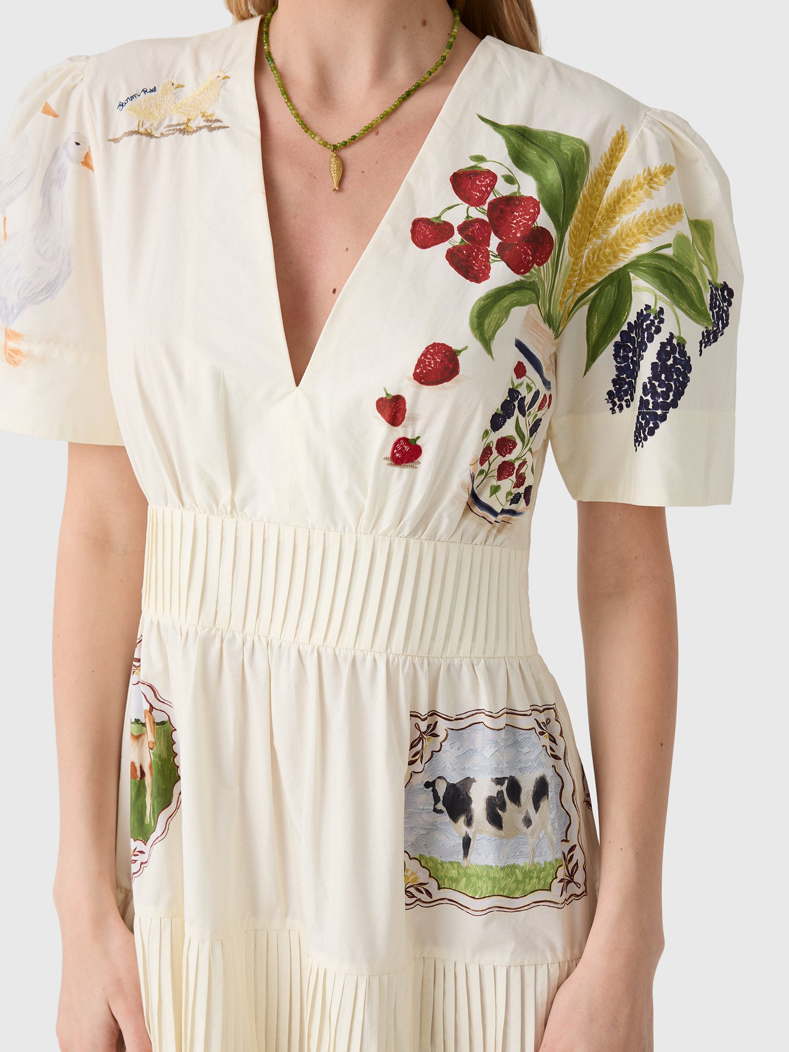 Farm Rio Women's Country Table Short Sleeve Midi Dress - Saint Bernard