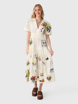 Farm Rio Women's Country Table Short Sleeve Midi Dress - Saint Bernard