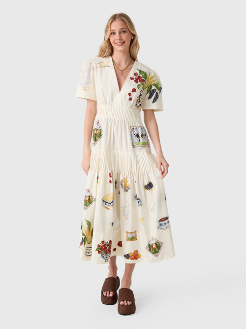 Farm Rio Women's Country Table Short Sleeve Midi Dress