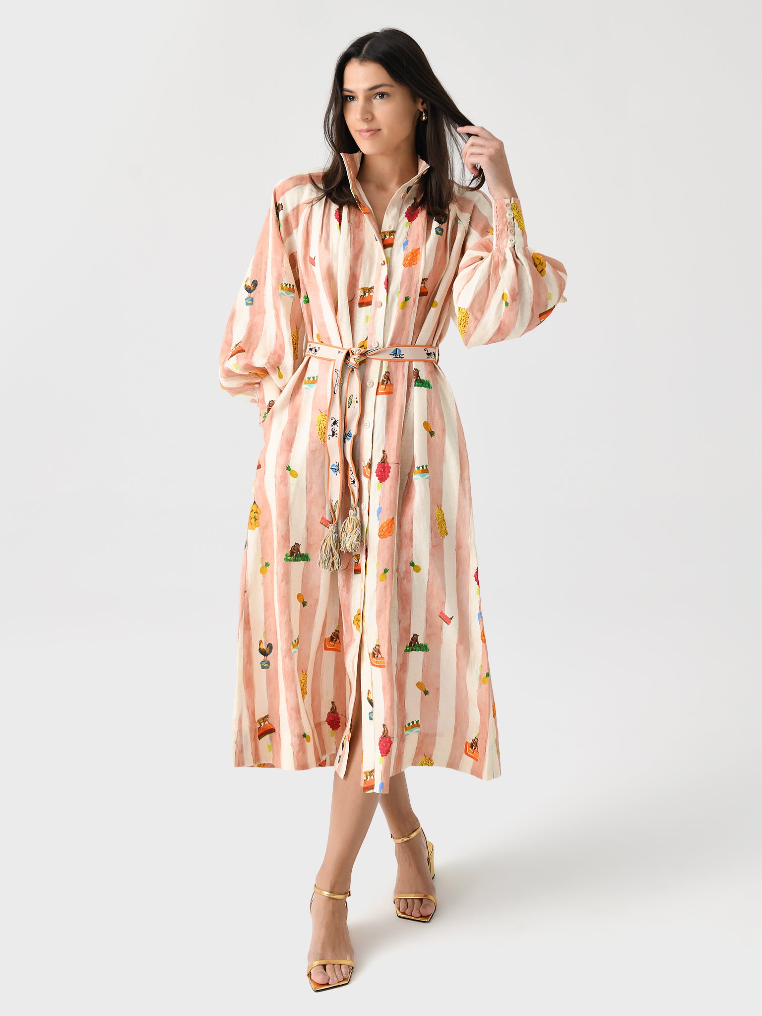 alemais shirt dress Almais, Nanci printed linen Shirt dress, Women, Multicolor, US 0, Dresses