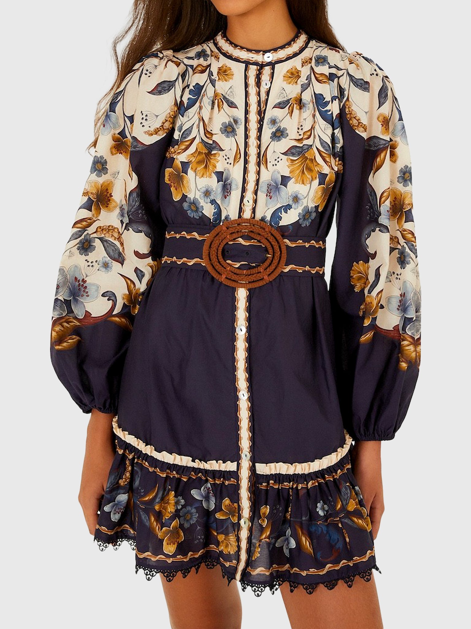 Farm Rio Women's Golden Nature Mini Dress - Saint Bernard