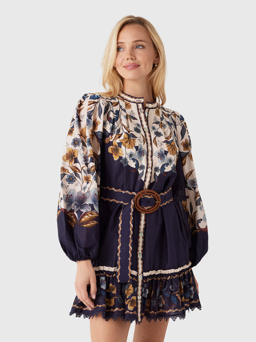 Farm Rio Women's Golden Nature Mini Dress - Saint Bernard