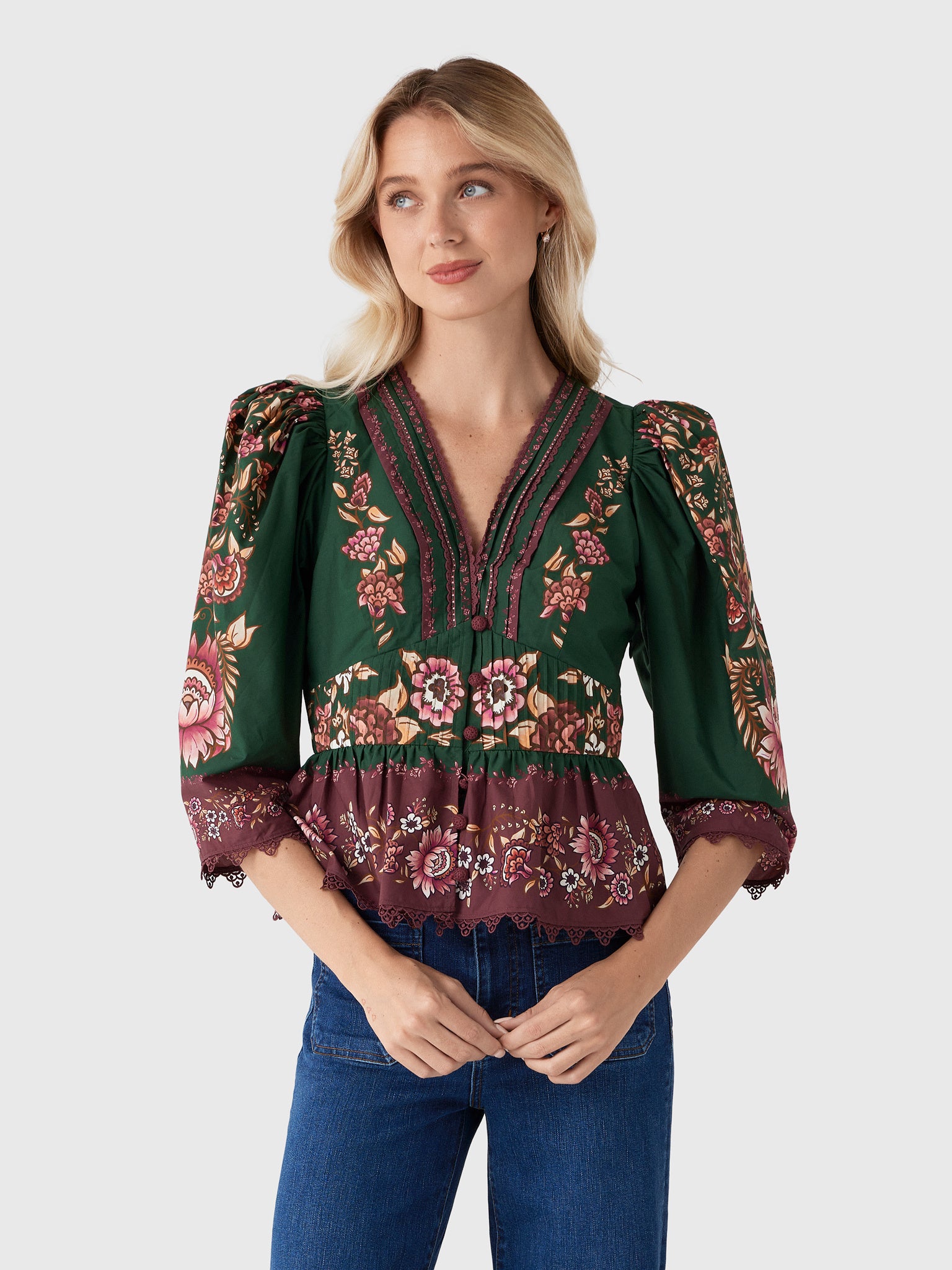Farm Rio Women's Daniela Blouse - Saint Bernard