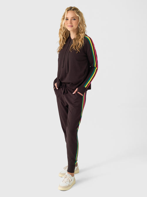 Eche Women's Solid Striped Hoodie