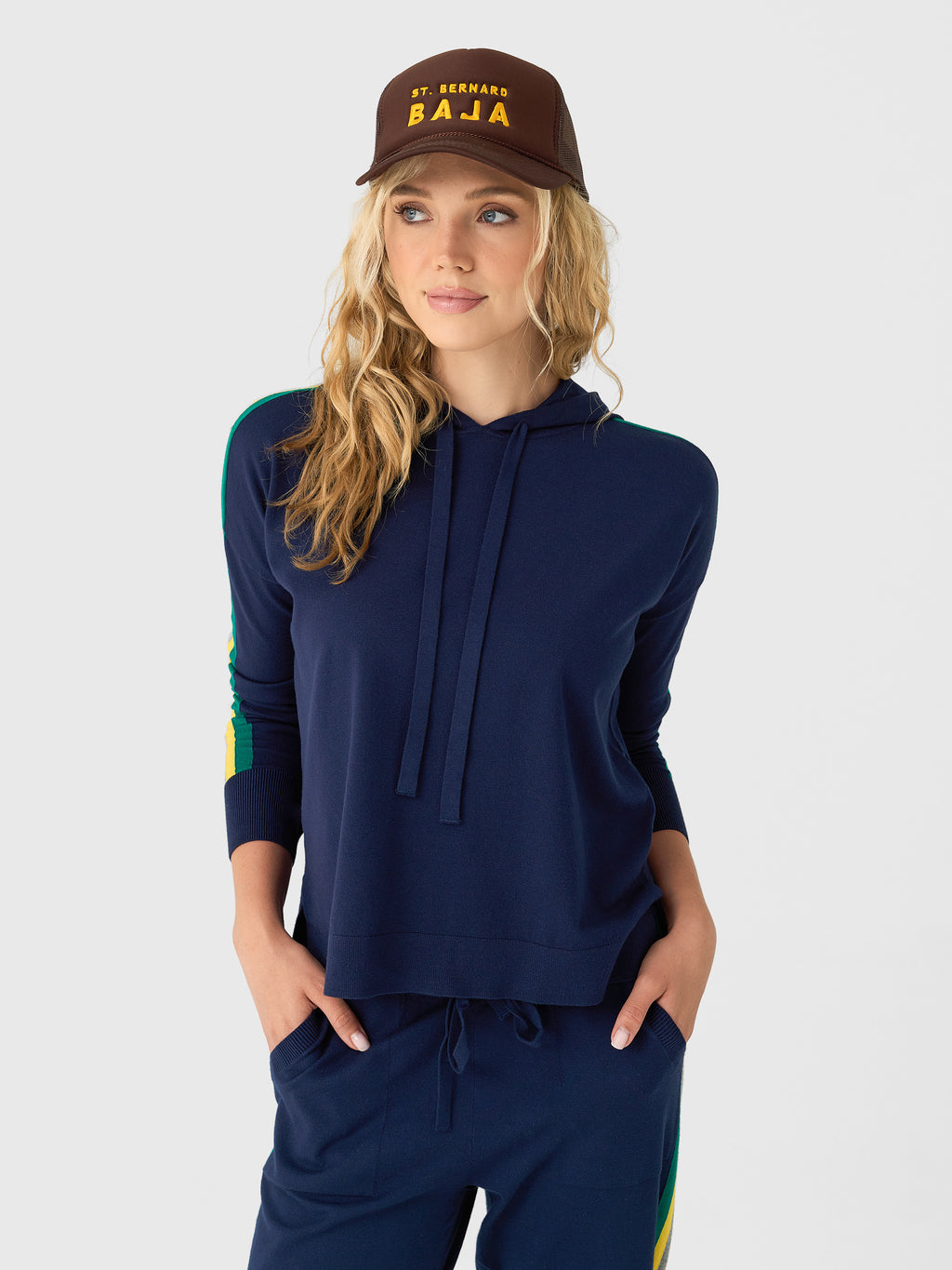 Eche Women's Solid Striped Hoodie - Saint Bernard
