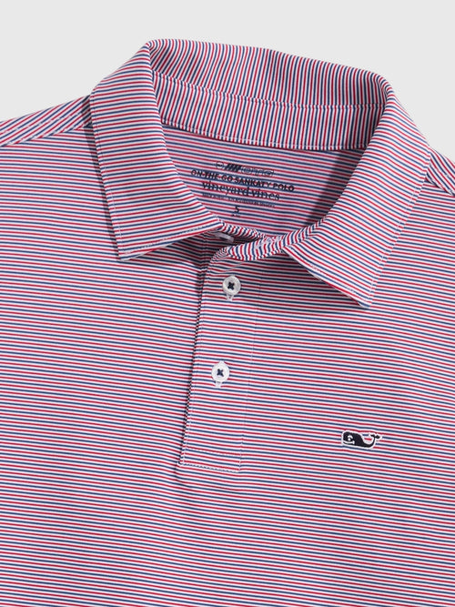 Vineyard Vines Boys' Performance Anegada Stripe Sankaty Polo