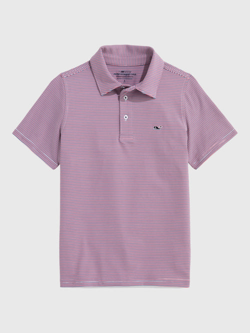 Vineyard Vines Boys' Performance Anegada Stripe Sankaty Polo