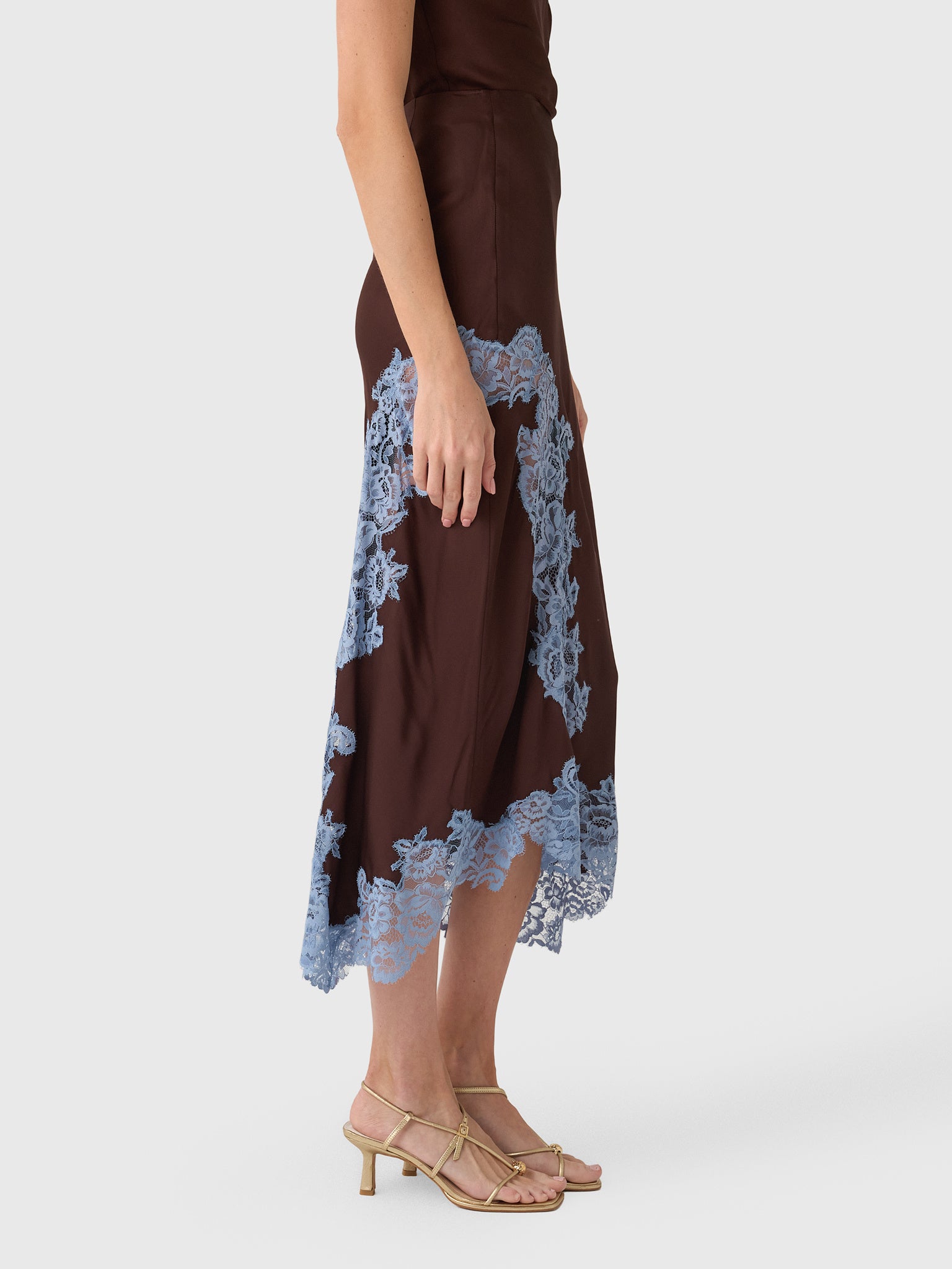 ALC Women's Olivia Satin & Lace Midi Skirt - Saint Bernard