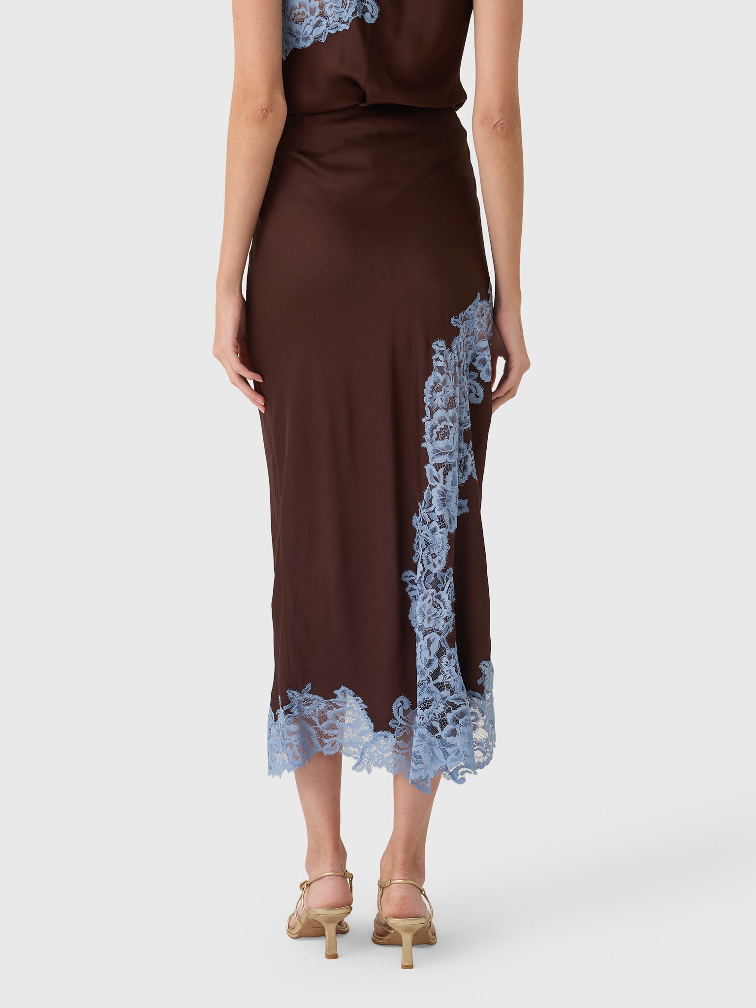 ALC Women's Olivia Satin & Lace Midi Skirt - Saint Bernard