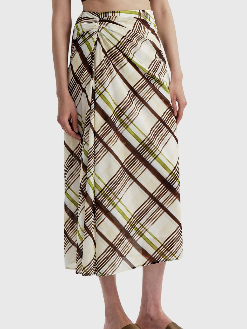 ALC Women's Jean Plaid Cotton Midi Skirt