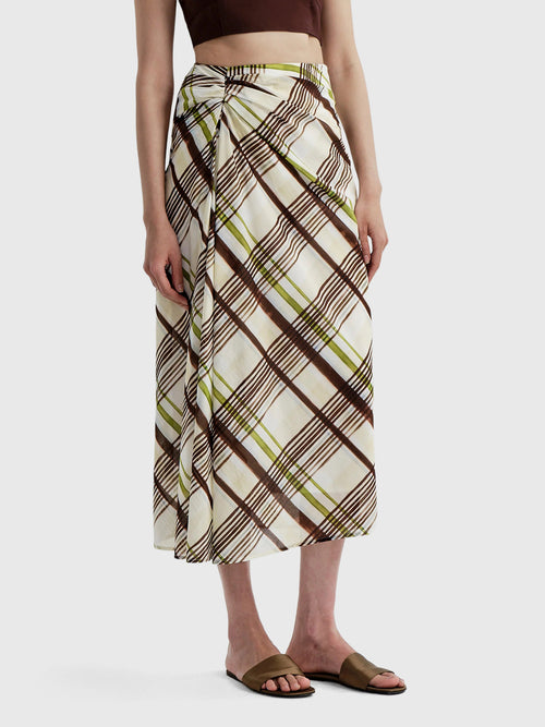 ALC Women's Jean Plaid Cotton Midi Skirt