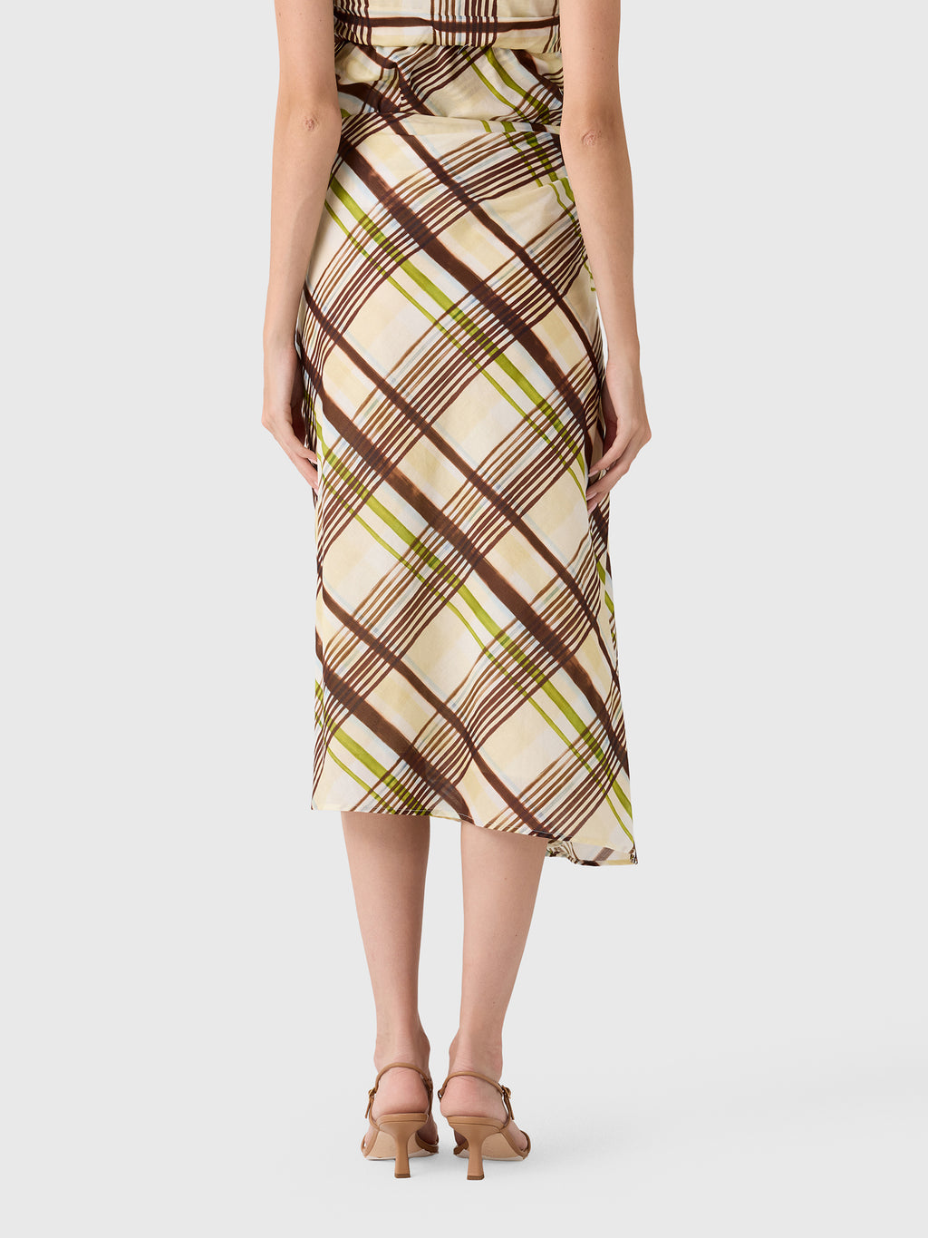 ALC Women's Jean Plaid Cotton Midi Skirt - Saint Bernard