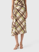 ALC Women's Jean Plaid Cotton Midi Skirt - Saint Bernard