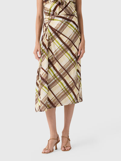 ALC Women's Jean Plaid Cotton Midi Skirt - Saint Bernard