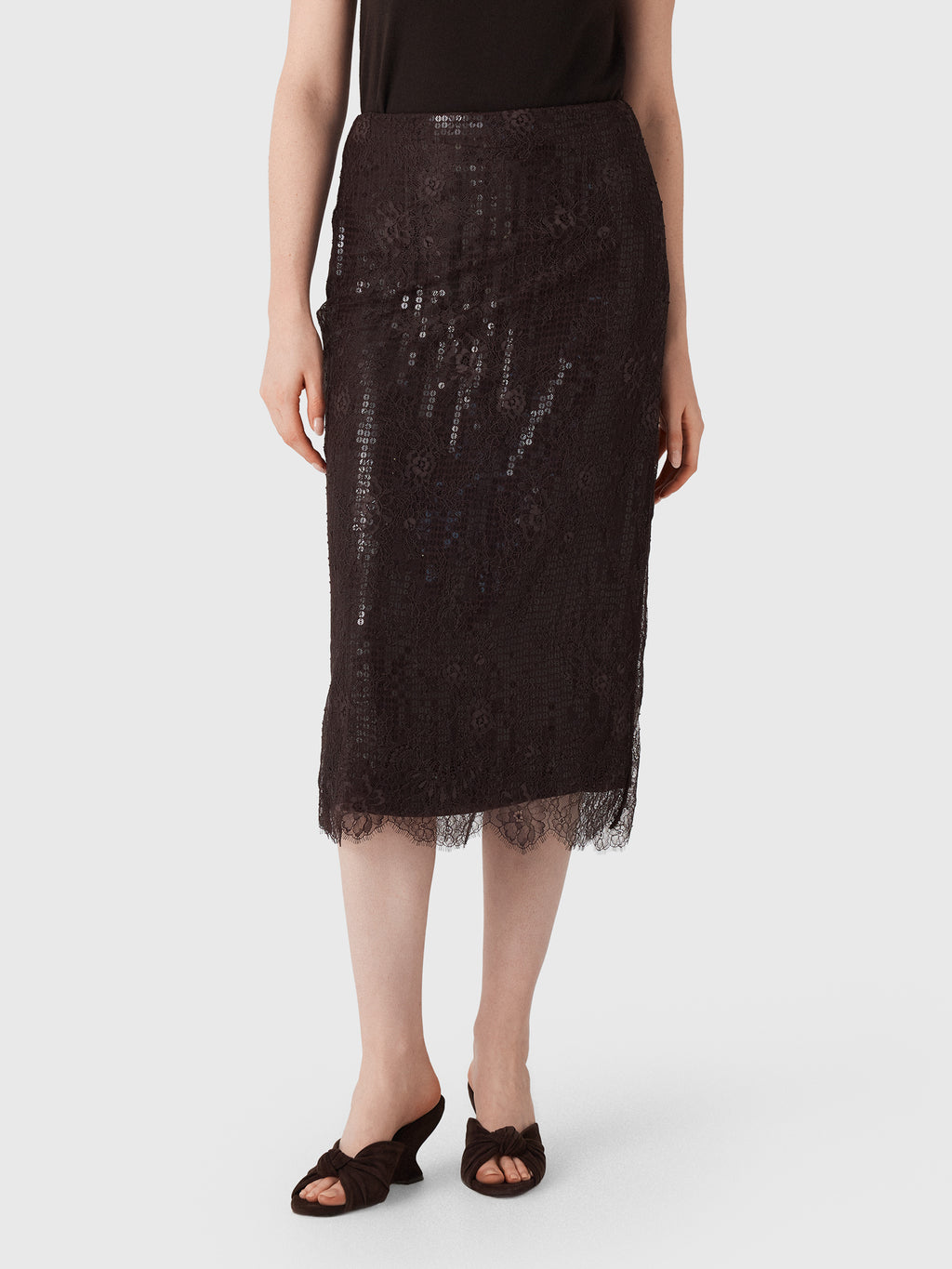 ALC Women's Ava Sequin & Lace Midi Skirt - Saint Bernard