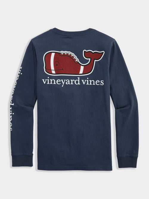 Vineyard Vines Boys' Football Whale Long Sleeve Pocket Tee