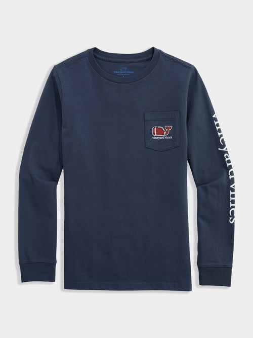 Vineyard Vines Boys' Football Whale Long Sleeve Pocket Tee