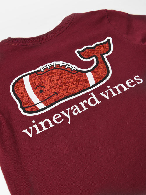 Vineyard Vines Boys' Football Whale Long Sleeve Pocket Tee