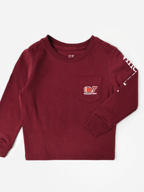 Vineyard Vines Boys' Football Whale Long Sleeve Pocket Tee