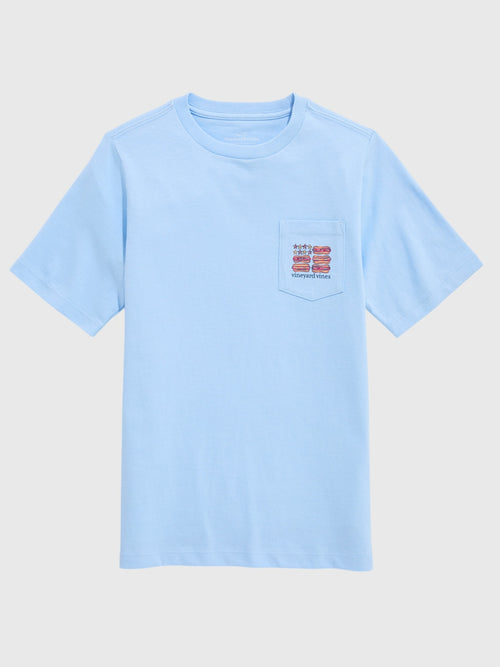 Vineyard Vines Boys' Hot Dog USA Flag Short-Sleeve Pocket Tee