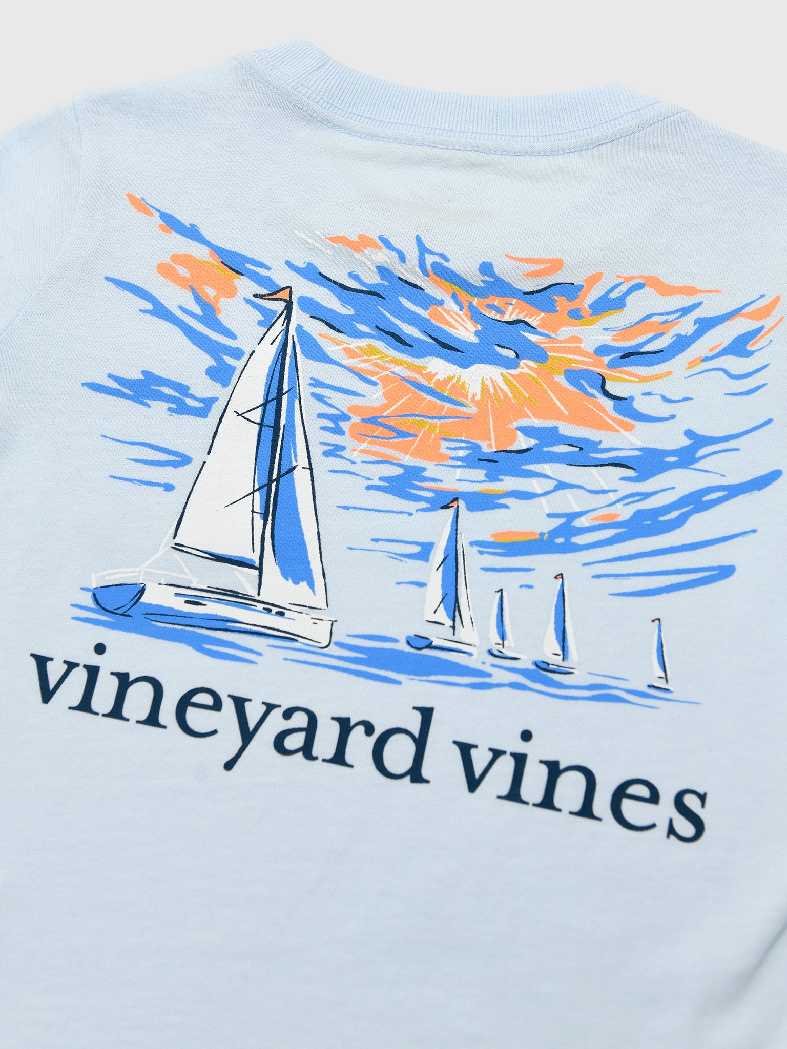 Vineyard Vines Boys' Sunset Regatta Scene Short-Sleeve Pocket Tee - Saint Bernard