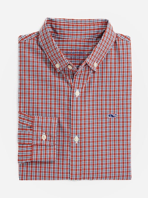 Vineyard Vines Boys' Stretch Poplin Check Shirt